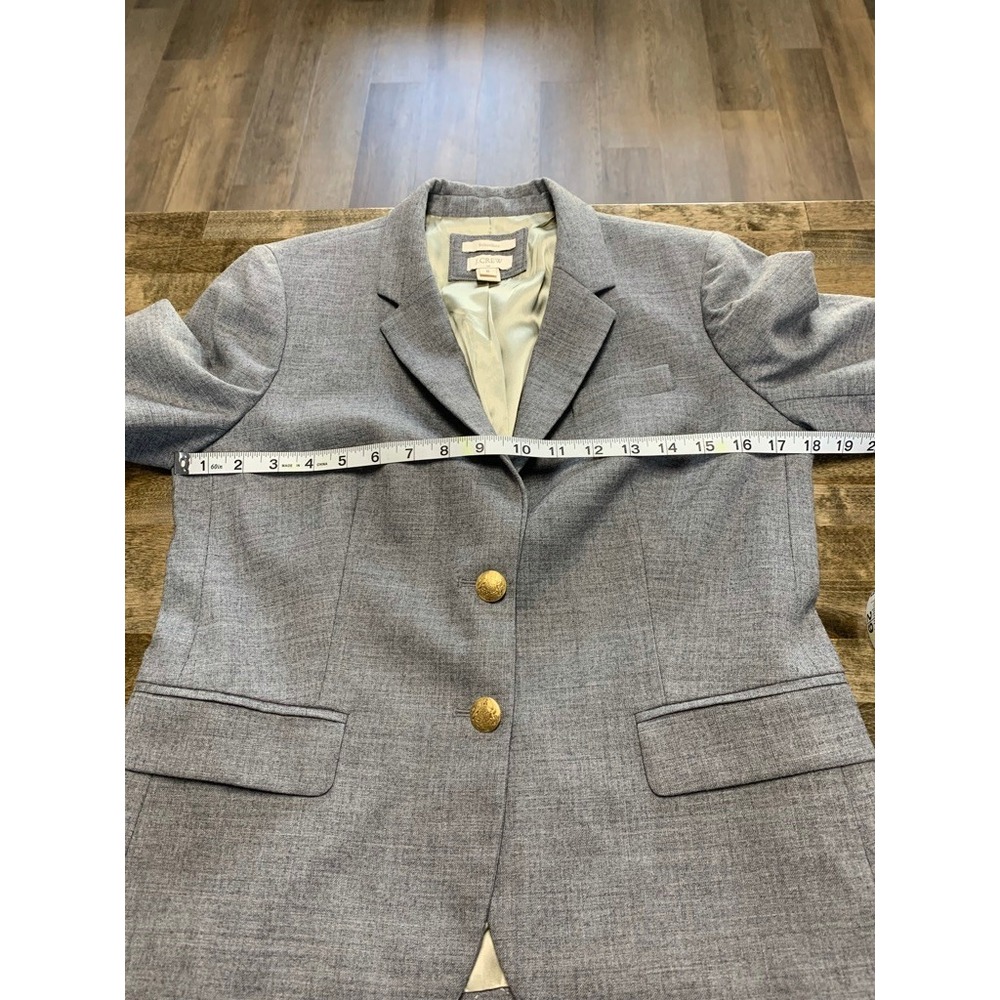 J.Crew Schoolboy Blazer Gray Wool Blend Gold Crest Button Jacket 92480 Size 8 - Picture 6 of 11